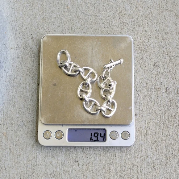 Vintage Sterling Silver Bracelet 8 Anchor Mariner Hollow Puffy 8